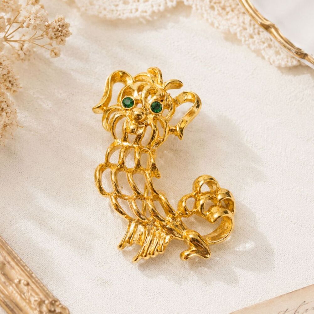Vintage Avon Gold Tone Dog Brooch Pin